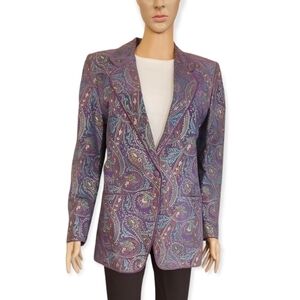 Rare Eva Duringer Purple Paisley Leather Blazer
